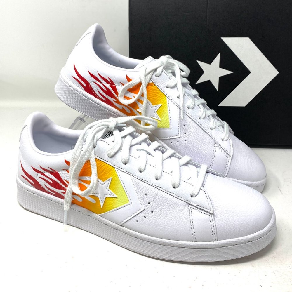 💖MEGA SALE💖Converse PRO LEATHER Low Top White Fire Women's Size 6.5 167935C